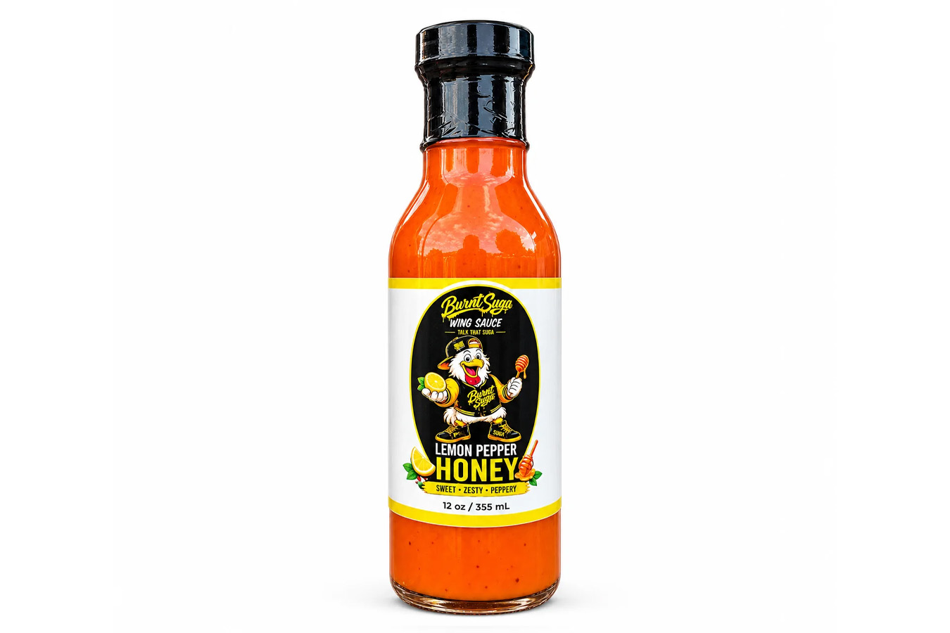 Burnt Suga Honey Lemon Pepper Wing Sauce with a Sweet and Zesty Flavor